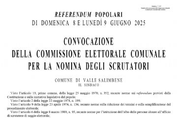 Convocazione della Commissione elettorale Comunale per la nomina degli scrutatori